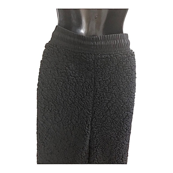 Black sherpa shearling look cozy warm loungewear‎ jogger pants Size XXL new - Picture 2 of 12